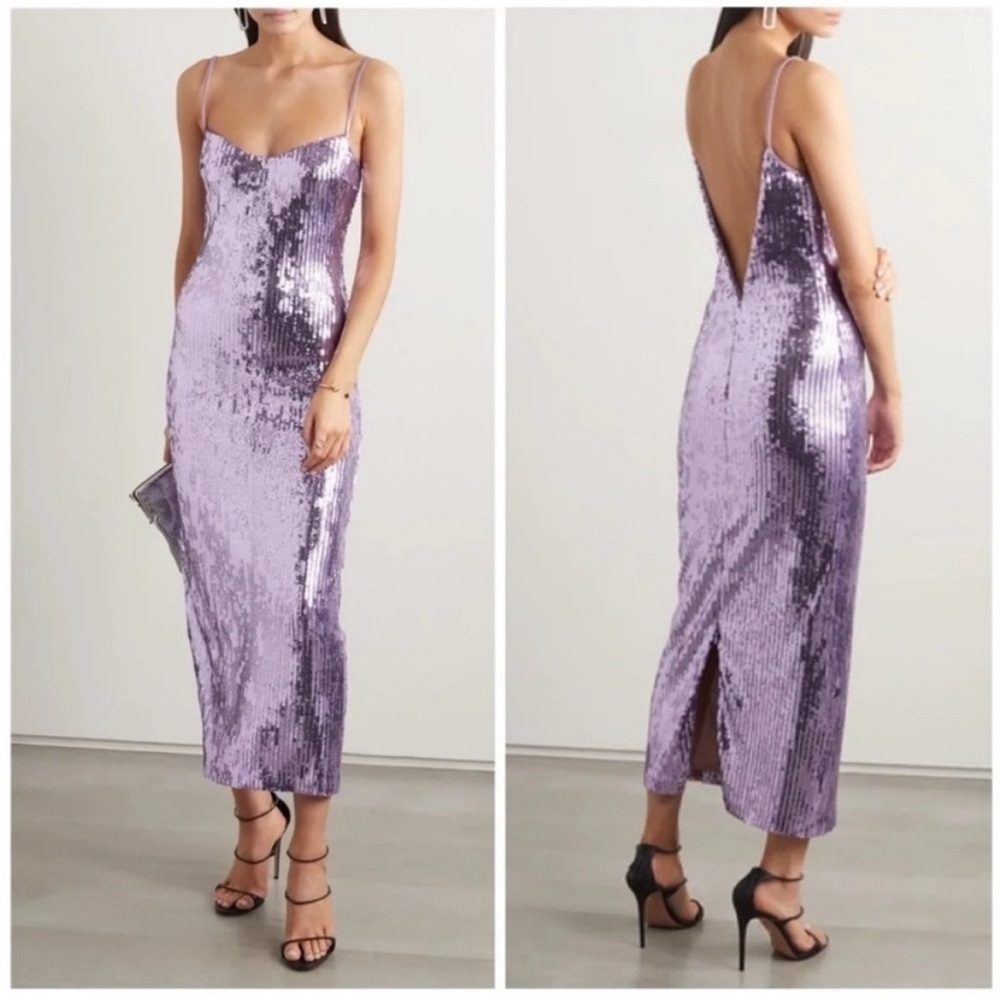 Galvan London Berlin Mirrored Sequin Bustier Midi Dress NWT